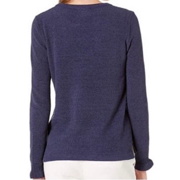 Lilly Pulitzer Calloway Chenille Ruffle Sleeve Sweater Crewneck Navy Sz S - Picture 2 of 11